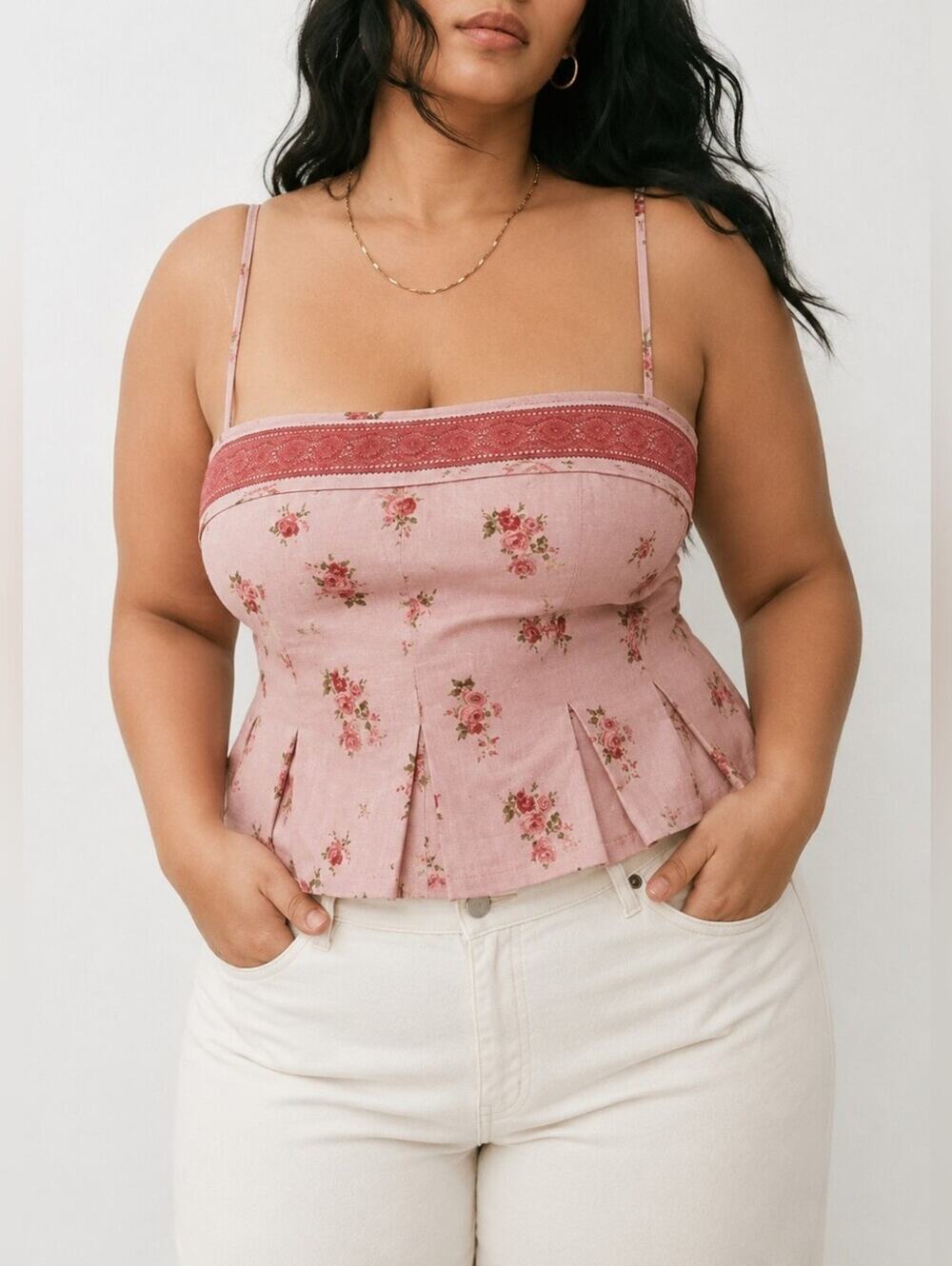 Reformation Meryl Linen Top Tea Time Pink Women’s 20 Plus Size
